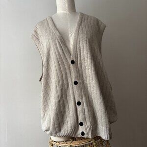 2/$40  1990s Oatmeal Ribbed Vest | Vintage Cotton Sweater Vest